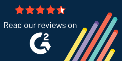 Read our reviews on G2 banner.