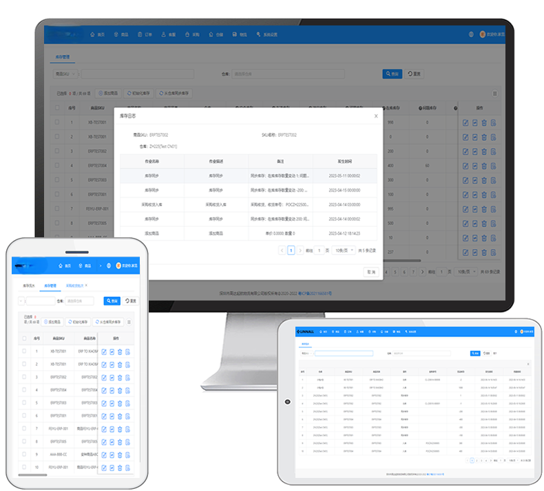 Tablet and desktop presenting the platform.